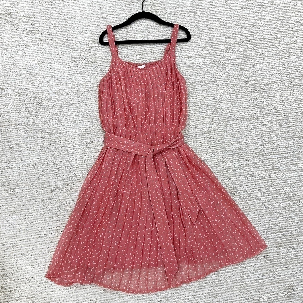 ABERCROMBIE Kids Pleated Pink and White Poka Dot Dress